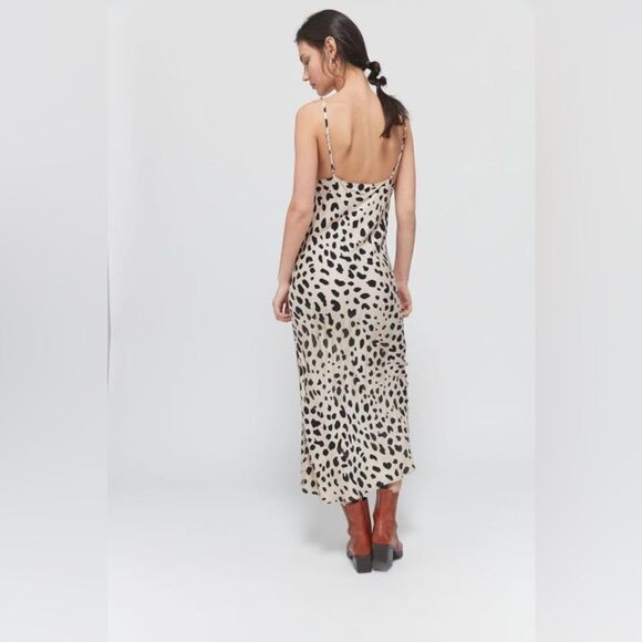 Urban outfitters Dress Forum Spotted Cowl Neck Slip leopard maxi Dress raton S - Picture 2 of 12